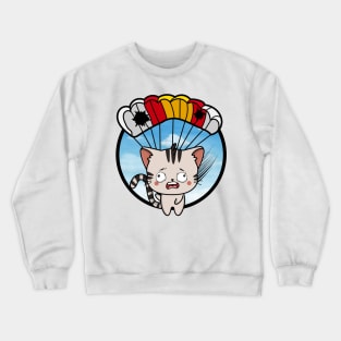 Silly tabby cat has a broken parachute Crewneck Sweatshirt